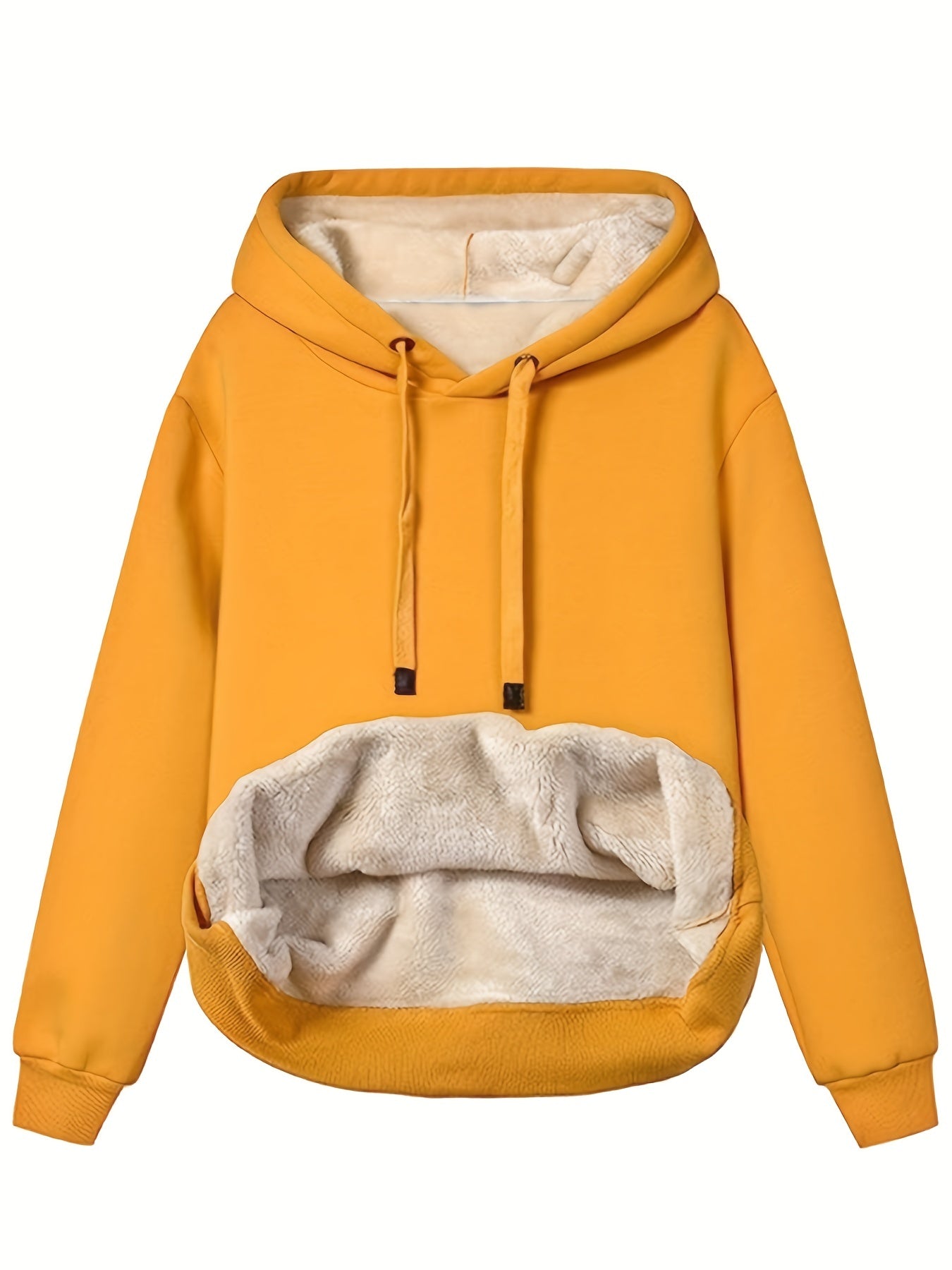 Comfortable Sherpa Lined Fleece Hoodie for Women with Drawstring Hood Long Sleeve Oversized Kangaroo Pocket Style