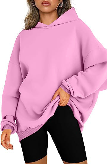 Effortless Fleece Oversized Hoodie for Women with Hooded Long Sleeve Drop Shoulder Casual Style