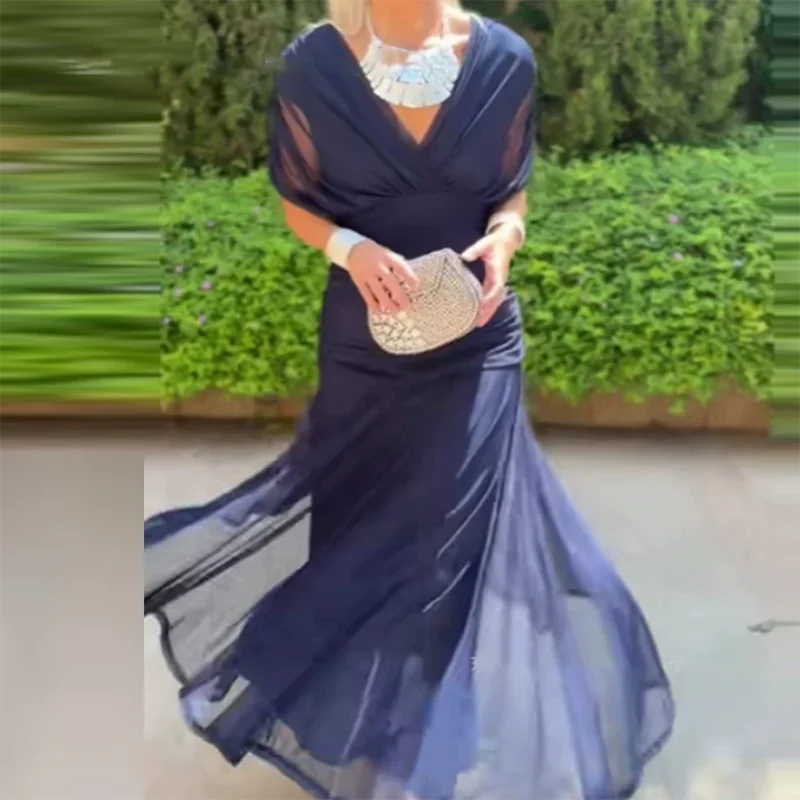 Elegant Off Shoulder Maxi Dress for Women with Draped Bodice Ruched Waist Formal Wedding Guest Style