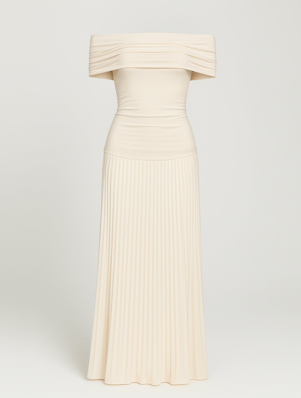 Elegant Pleated Maxi Dress for Women with Off Shoulder Short Sleeve Flowy Formal Wedding Guest Style