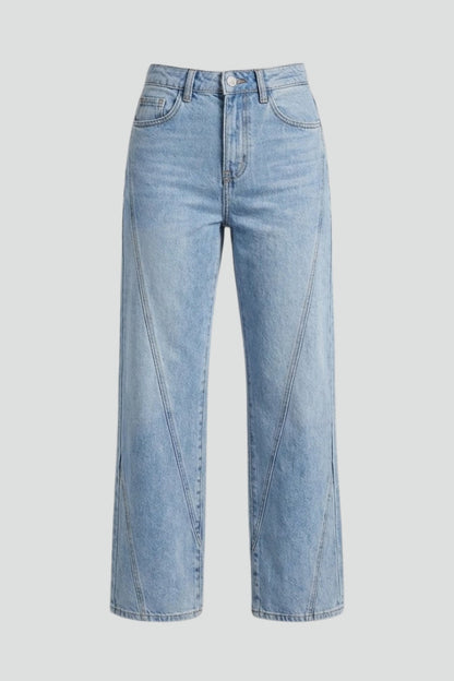 Effortless Relaxed Blue Wide Leg Jeans for Women with High Waist Straight Style