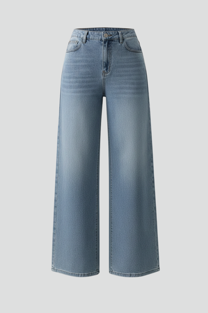 Stylish Wide Leg Jeans for Women with High Rise Relaxed Fit Straight Leg Casual Blue Jean Style