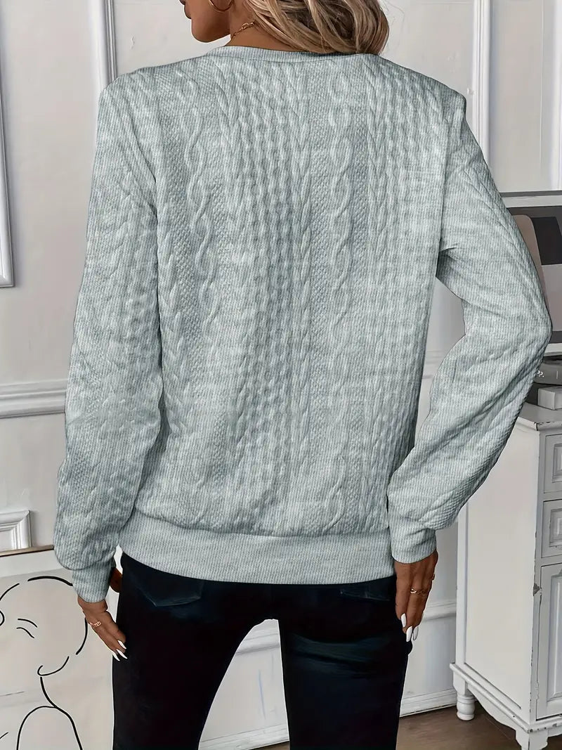 Comfortable Cable Knit Sweater for Women with Zip Collar Long Sleeve Relaxed Casual Style