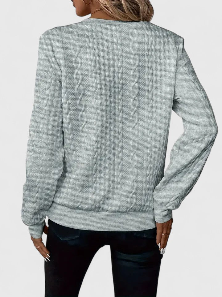Comfortable Cable Knit Sweater for Women with Zip Neck Long Sleeve Relaxed Oversized Style