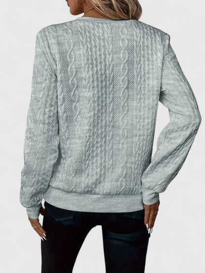 Comfortable Cable Knit Sweater for Women with Zip Neck Long Sleeve Relaxed Oversized Style