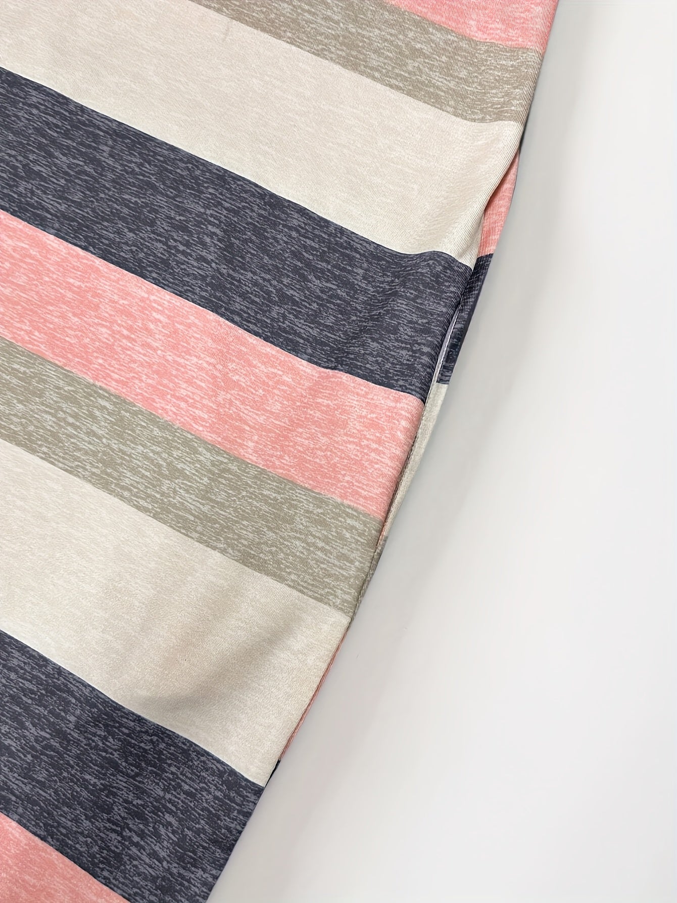 Effortless Striped Maxi Dress for Women with V Neck Short Sleeve Side Slit Relaxed Casual Style