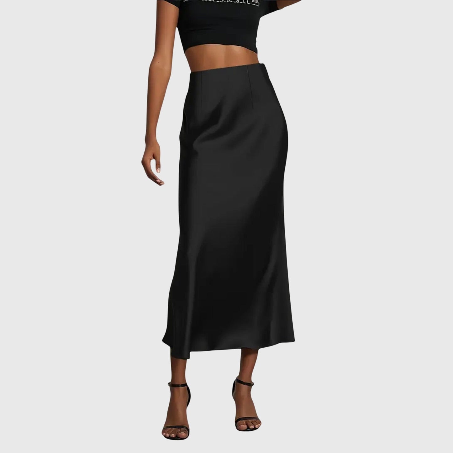 Elegant Maxi Skirt for Women with High Waist Satin Bias Cut Slip Fitted Casual Going Out Style