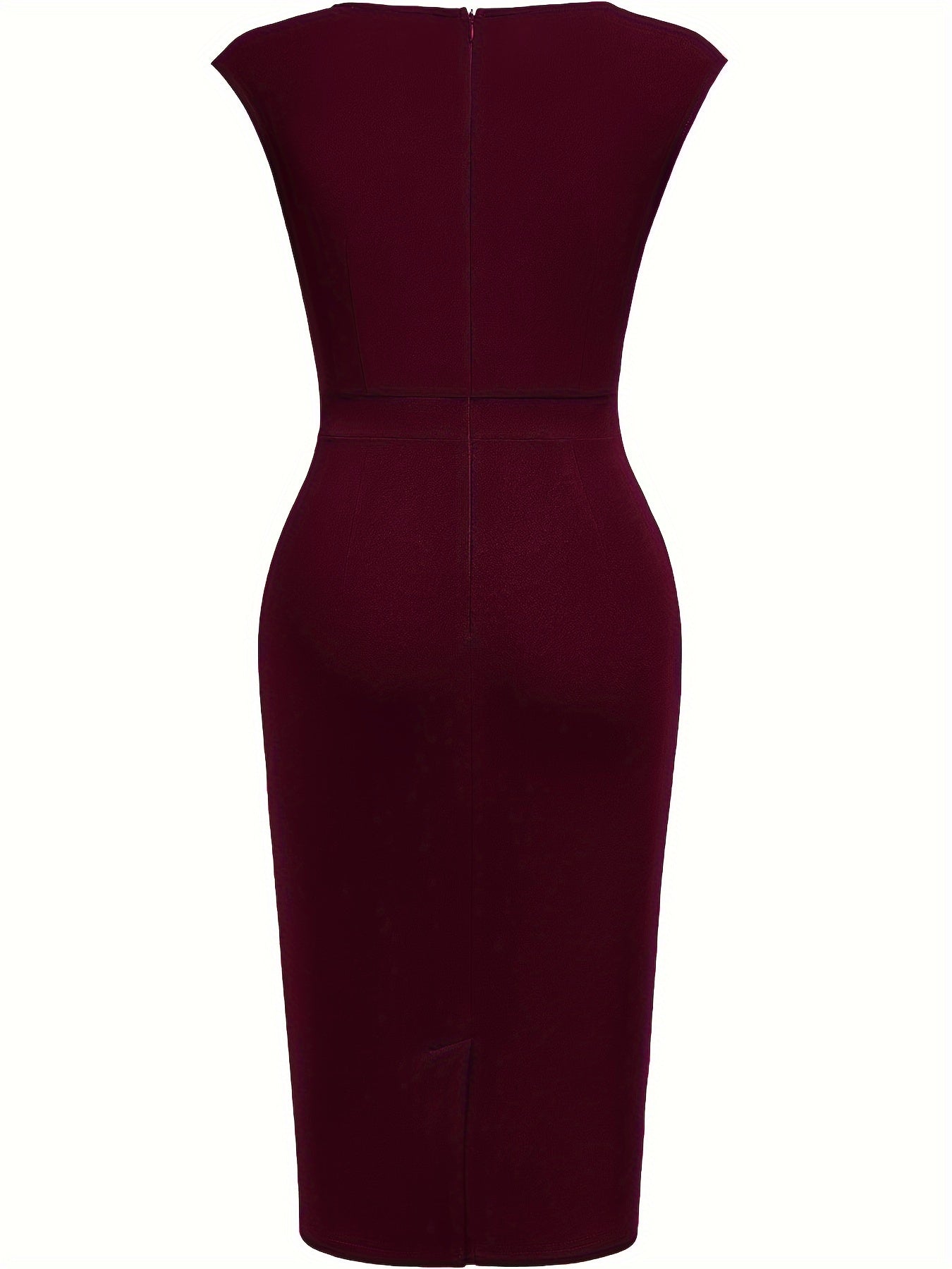 Elegant Sheath Midi Dress for Women with Sweetheart Neckline Cap Sleeve Ruched Bodycon Work Style