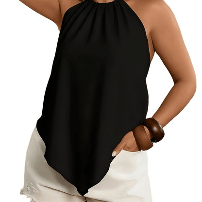 Effortless Chiffon Halter Top for Women with High Neck Sleeveless Ruched Flowing Tank Style