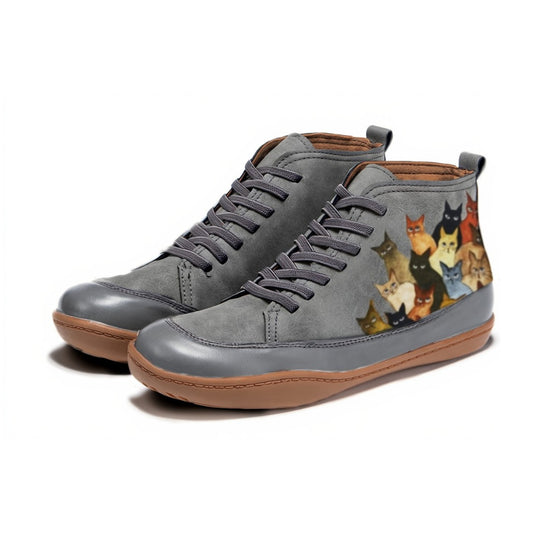 Comfortable Abstract Sneakers for Women with Closed Toe Lace Up Casual Style