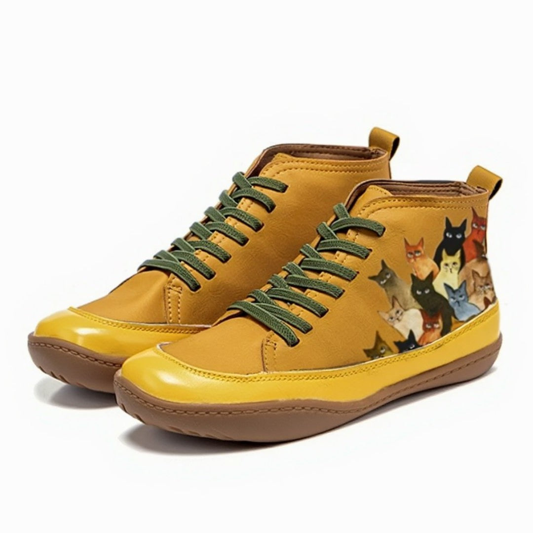 Comfortable Abstract Sneakers for Women with Closed Toe Lace Up Casual Style