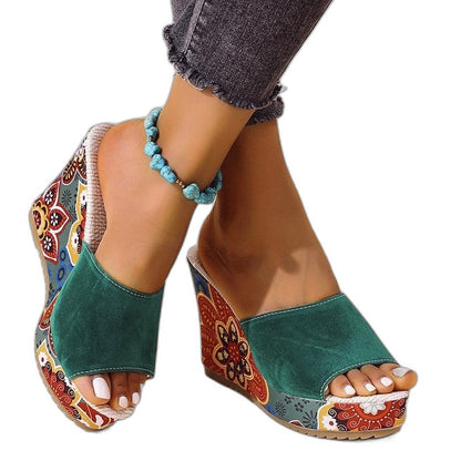 Comfortable Abstract Wedge Sandals for Women with Platform Open Toe Casual Style