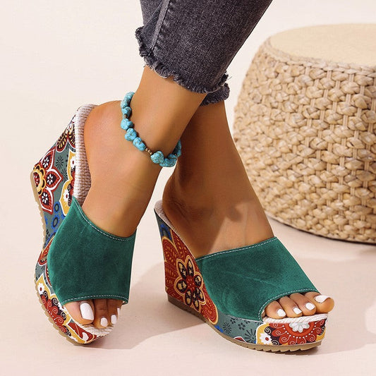 Comfortable Abstract Wedge Sandals for Women with Platform Open Toe Casual Style