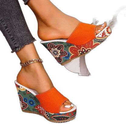 Comfortable Abstract Wedge Sandals for Women with Platform Open Toe Casual Style