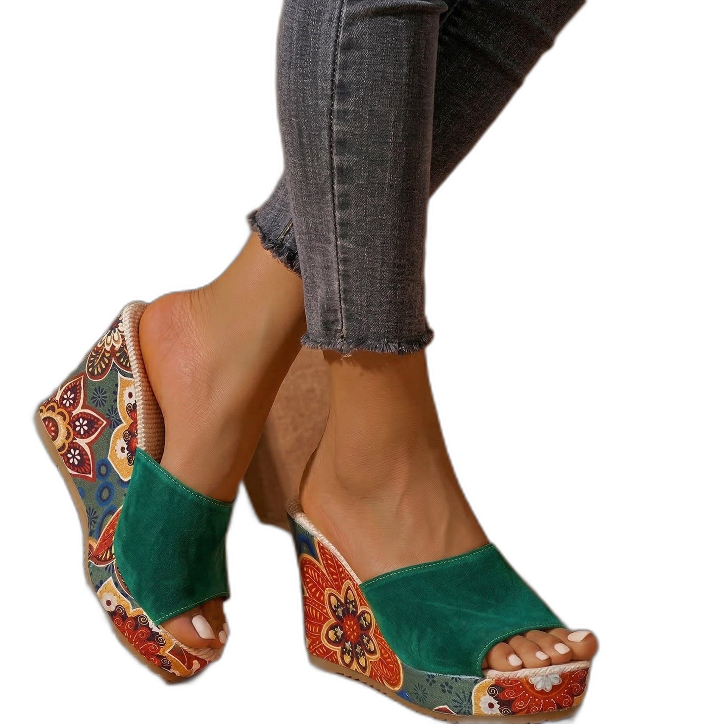 Comfortable Abstract Wedge Sandals for Women with Platform Open Toe Casual Style