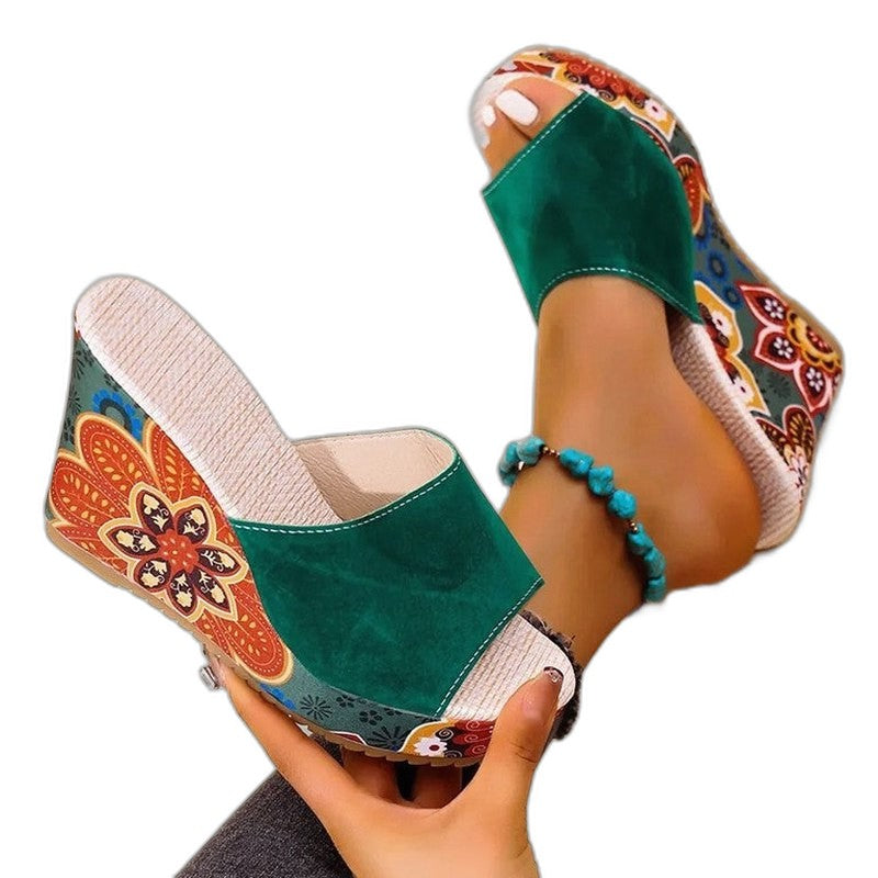 Comfortable Abstract Wedge Sandals for Women with Platform Open Toe Casual Style