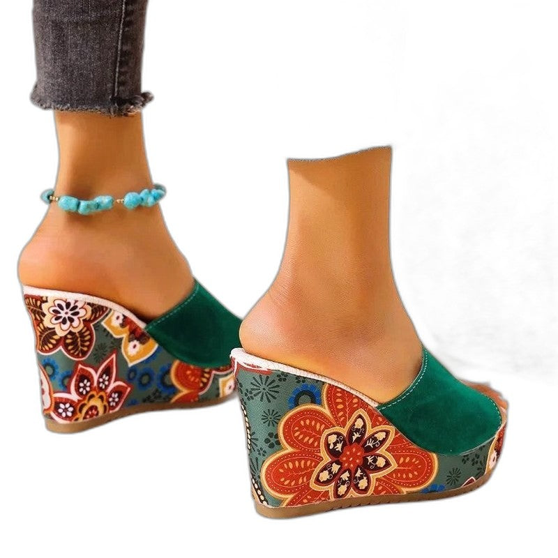 Comfortable Abstract Wedge Sandals for Women with Platform Open Toe Casual Style