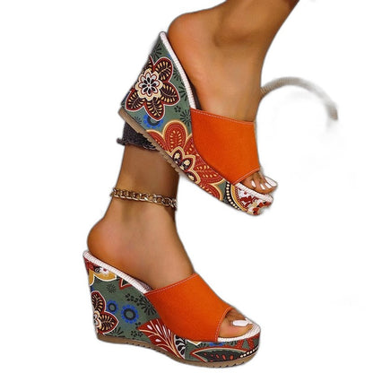 Comfortable Abstract Wedge Sandals for Women with Platform Open Toe Casual Style