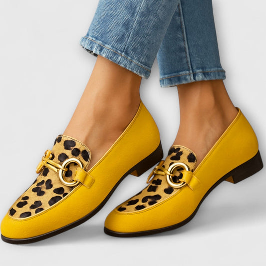 Comfortable Animal Print Loafers for Women with Closed Toe Buckle Casual Style