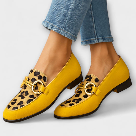 Comfortable Animal Print Loafers for Women with Closed Toe Buckle Casual Style