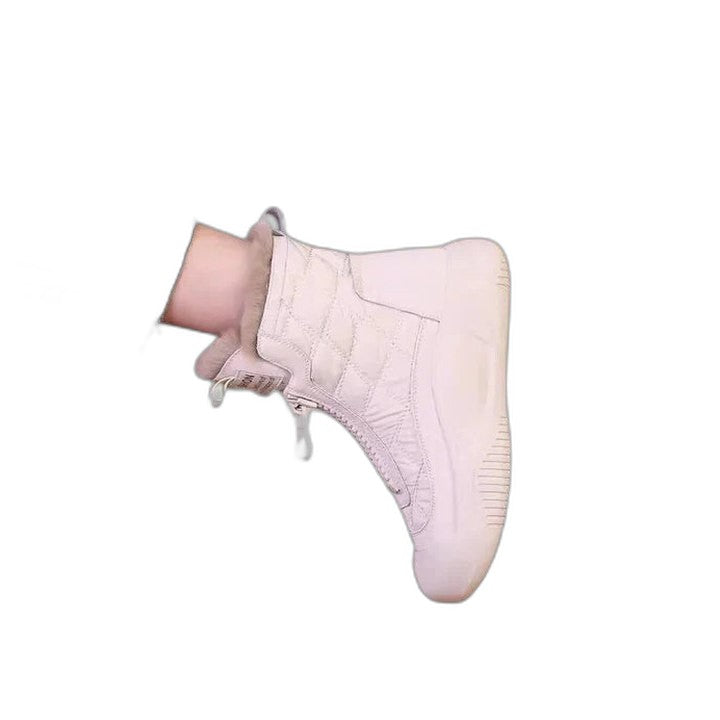 Comfortable Beige Ankle Boots for Women with Closed Toe Fur Lined Casual Style
