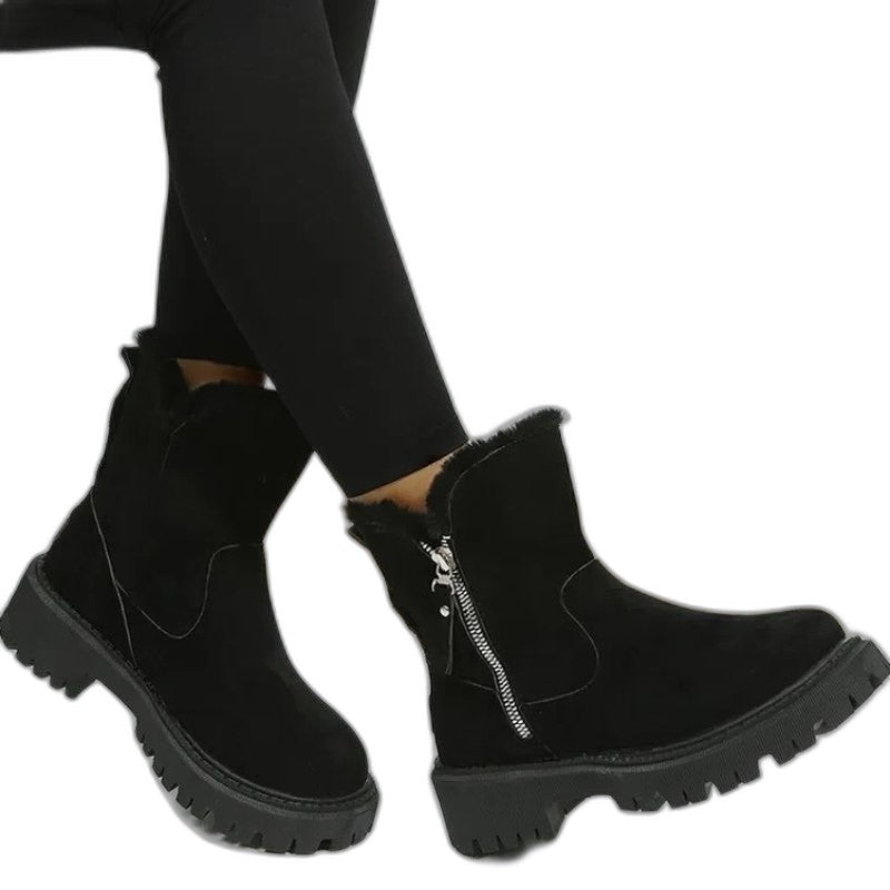 Comfortable Beige Ankle Boots for Women with Platform Fur Lined Casual Style