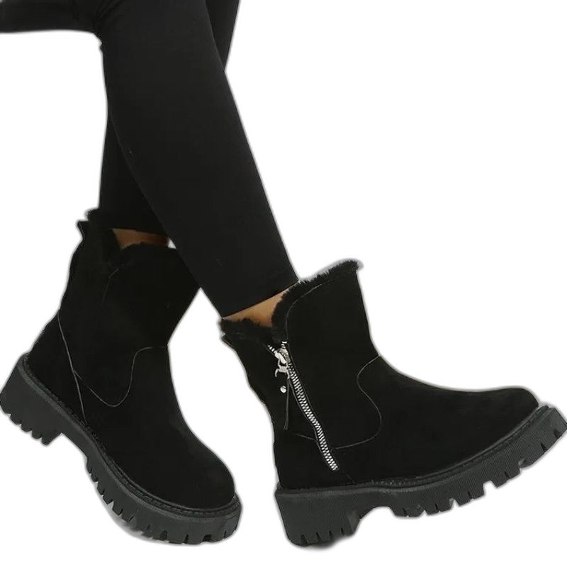 Comfortable Beige Ankle Boots for Women with Platform Fur Lined Casual Style