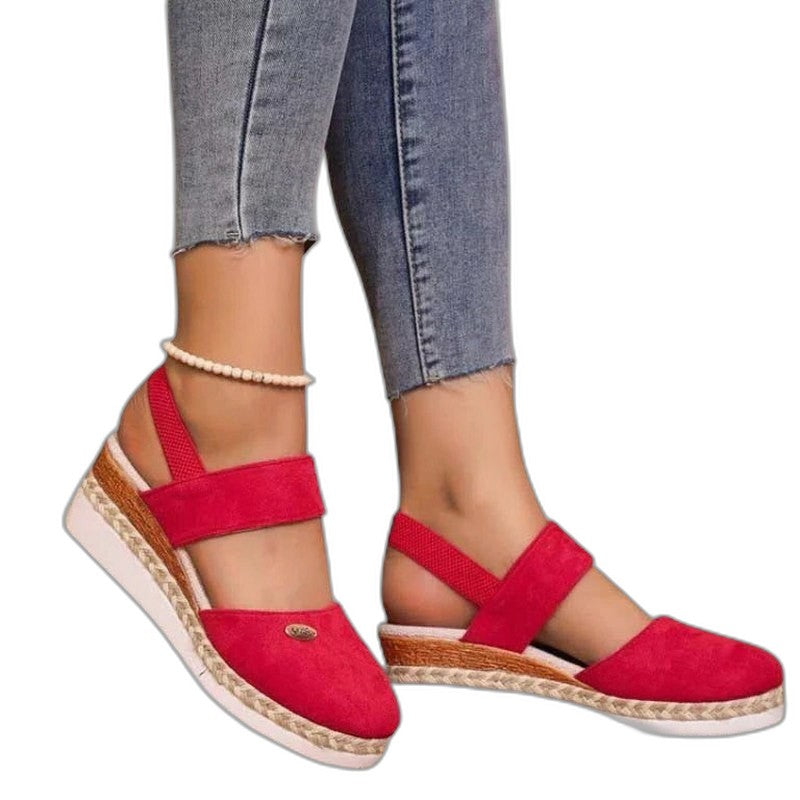Comfortable Beige Espadrilles for Women with Platform Ankle Strap Closed Toe Casual Style