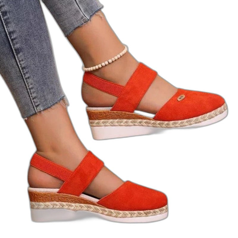 Comfortable Beige Espadrilles for Women with Platform Ankle Strap Closed Toe Casual Style