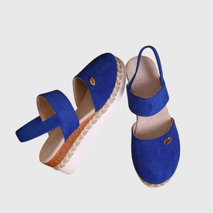 Comfortable Beige Espadrilles for Women with Platform Ankle Strap Closed Toe Casual Style