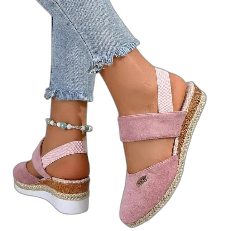 Comfortable Beige Flats for Women with Ankle Strap Closed Toe Casual Style