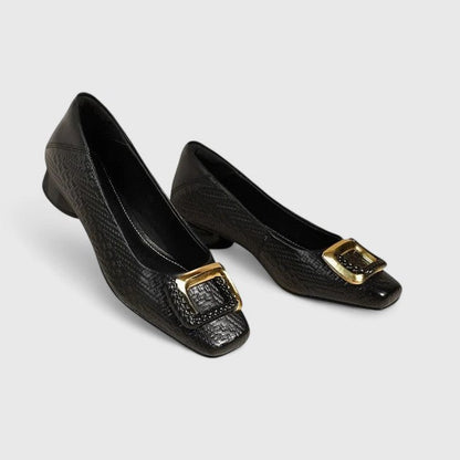 Comfortable Beige Flats for Women with Closed Toe Buckle Casual Style