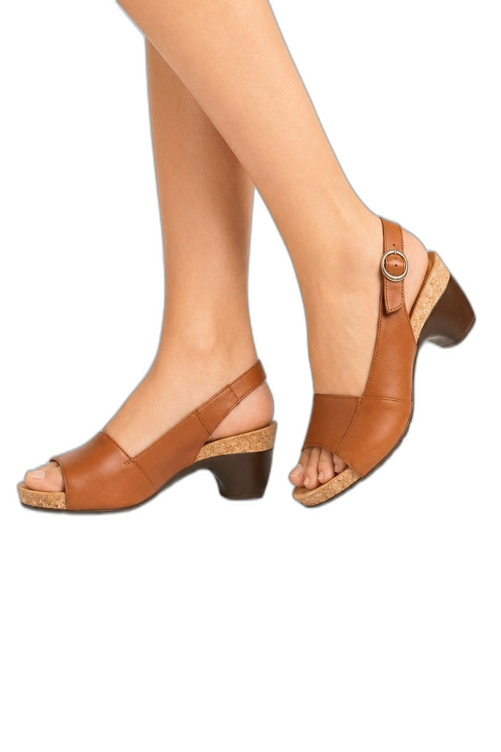 Comfortable Beige Heels for Women with Block Heel Slingback Open Toe Casual Style