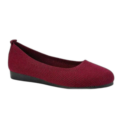 Comfortable Beige Knit Ballet Flats for Women with Round Toe Casual Style