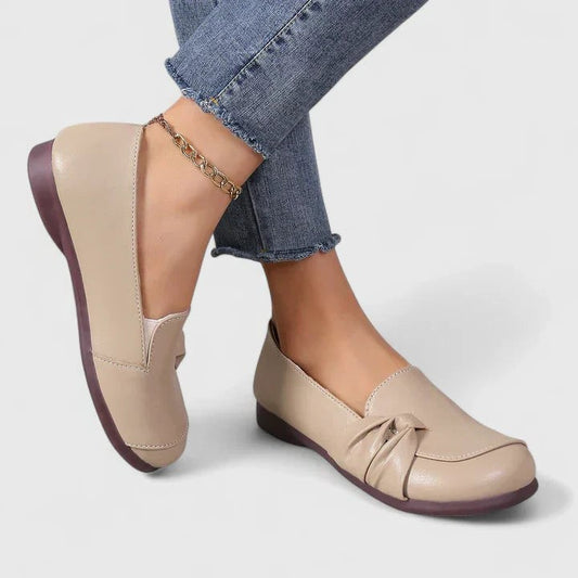 Comfortable Beige Loafers for Women with Closed Toe Casual Style