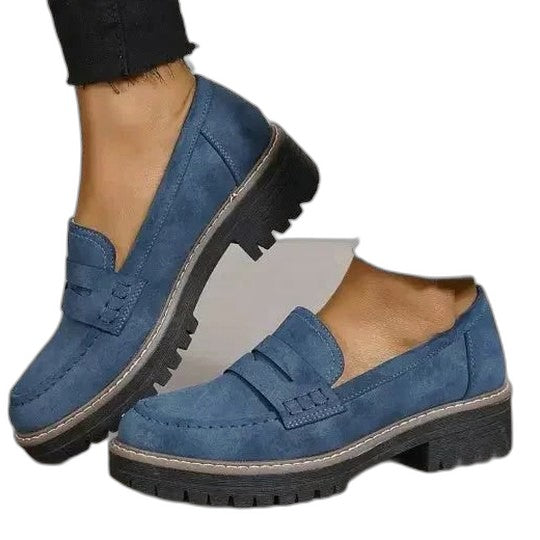Comfortable Beige Loafers for Women with Platform Closed Toe Casual Style