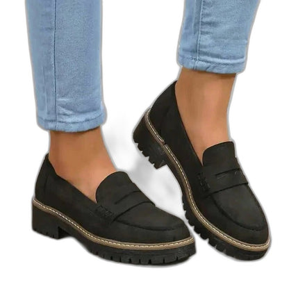 Comfortable Beige Loafers for Women with Platform Closed Toe Casual Style