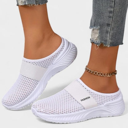 Comfortable Beige Mesh Sneakers for Women with Closed Toe Casual Style