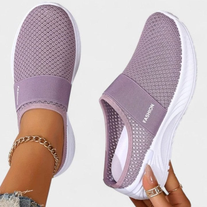 Comfortable Beige Mesh Sneakers for Women with Closed Toe Casual Style