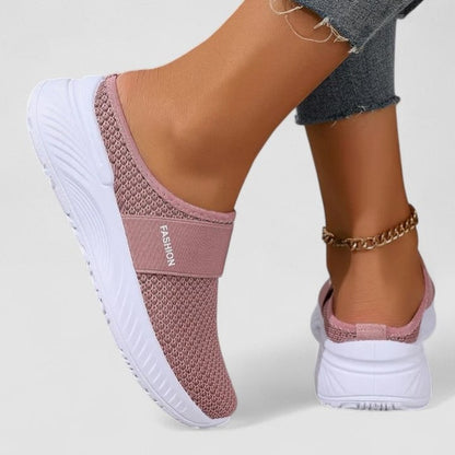 Comfortable Beige Mesh Sneakers for Women with Closed Toe Casual Style