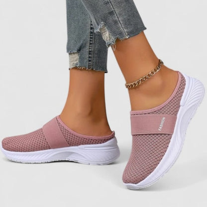 Comfortable Beige Mesh Sneakers for Women with Closed Toe Casual Style