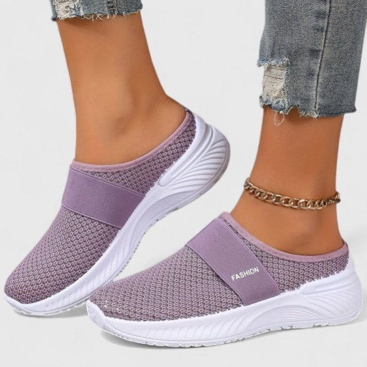 Comfortable Beige Mesh Sneakers for Women with Closed Toe Casual Style