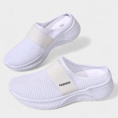 Comfortable Beige Mesh Sneakers for Women with Closed Toe Casual Style