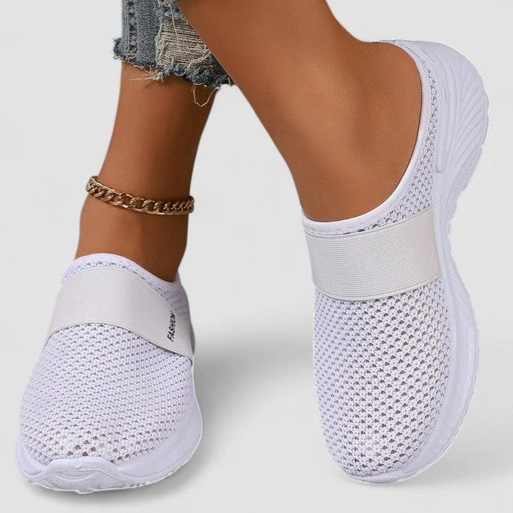 Comfortable Beige Mesh Sneakers for Women with Closed Toe Casual Style
