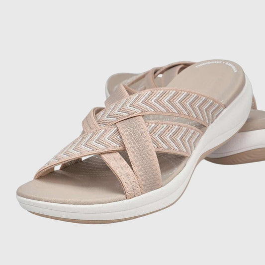 Comfortable Beige Mules for Women with Platform Open Toe Casual Style