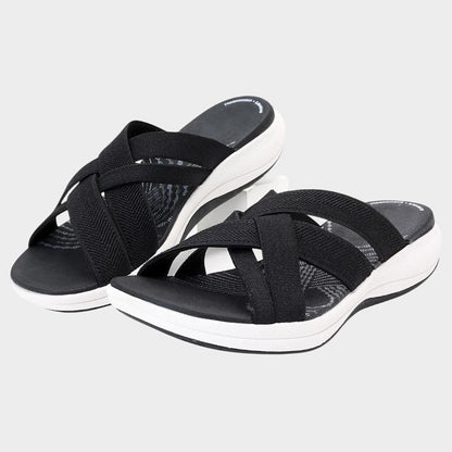 Comfortable Beige Mules for Women with Platform Open Toe Casual Style