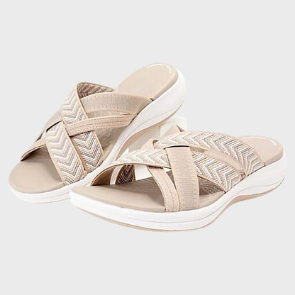 Comfortable Beige Mules for Women with Platform Open Toe Casual Style