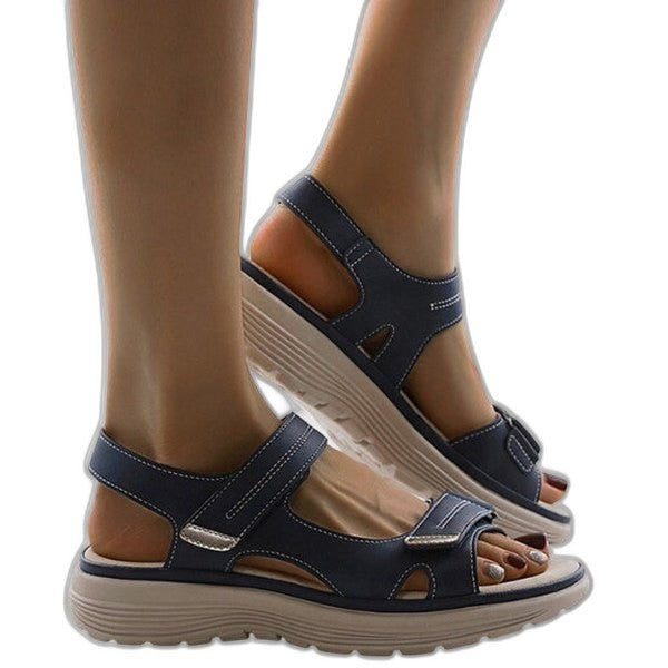 Comfortable Beige Sandals for Women with Platform Ankle Strap Open Toe Casual Style