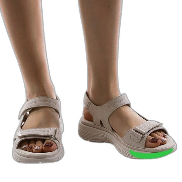 Comfortable Beige Sandals for Women with Platform Ankle Strap Open Toe Casual Style