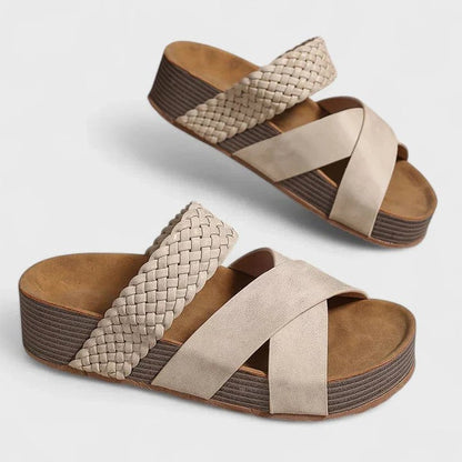 Comfortable Beige Sandals for Women with Platform Open Toe Casual Style